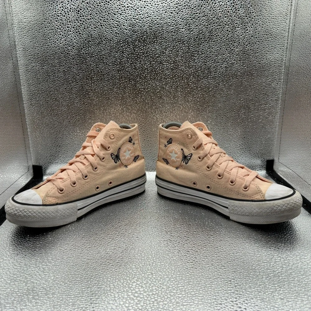 Size 3 Converse CTAS EVA Lift High Butterflies Pink Peach Youth Sneaker A07356C
